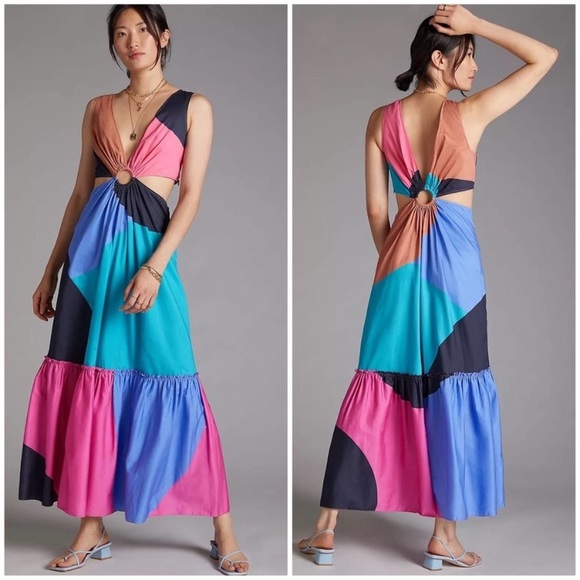 Anthropologie Flounced Cut-Out Maxi Dress - Picture 2 of 4